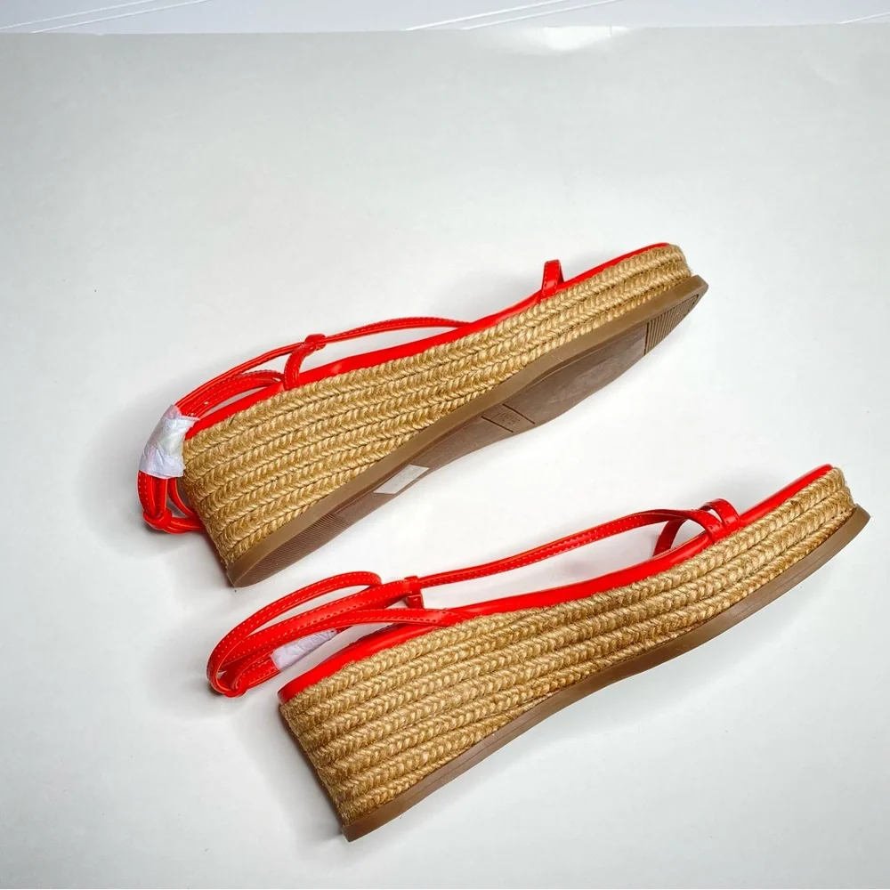 Nine West Red Strappy Wedge Sandals — 8M